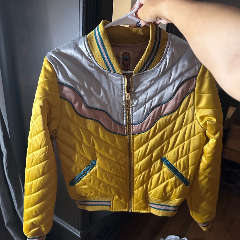 Classic Rock Culture Yellow Quilted Bomber Jacket